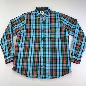 Maks Shirt Mens XL Multi-Color Plaid Long‎ Sleeve Thick Flannel L/S Button Up